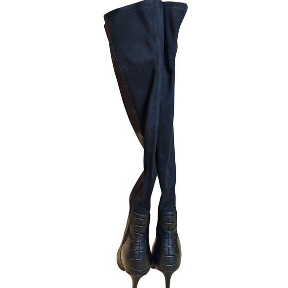 Aldo Over The Knee High Leather And Suede Stiletto Boots Women's Black Sz 9 - Picture 6 of 14